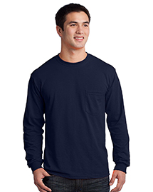 Mens Ultra 100% Cotton Long Sleeve T-Shirt with Pocket