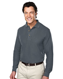 Tri-Mountain Mens Long Sleeve Pique Polo Golf Shirt