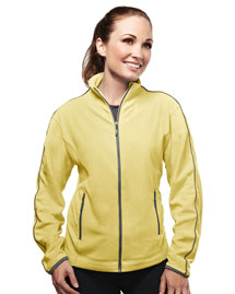 Womens micro fleece jacket with trim.