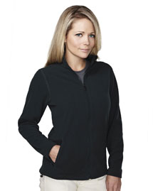 Womens 100% polyester brushed back fleece jacket.