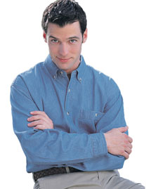 Tri-Mountain - Men's Big & Tall  Denim Long Sleeve Shirt