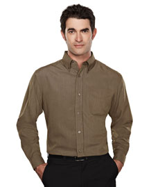 Tri-Mountain Mens Long Sleeve Dress Shirt with Mini Houndstooth Pattern