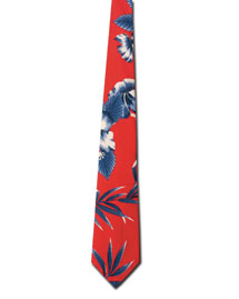 Blue Generation Mens Hibiscus Tropical Tie