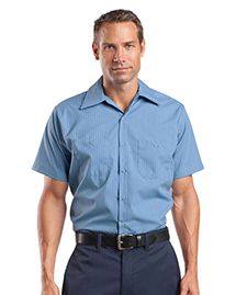  Men's Short Sleeve Striped Industrial Work Shirt