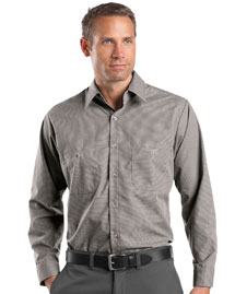  Men's Long Sleeve Microcheck Industrial Work Shirt