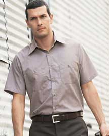  Men's Short Sleeve Microcheck Industrial Work Shirt