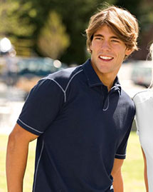  Men's Pima-Tek Polo Sport Shirt With Contrast Stitching