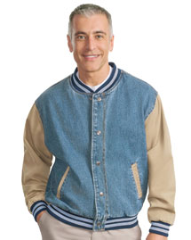 Mens Denim And Twill Letterman Jacket