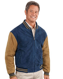 Port Authority Mens Sueded Leather Letterman Jacket