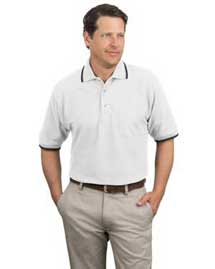 Port Authority Signature - Men's Big & Tall Cool Mesh Polo Sport Shirt With Pocket And Tipping Stripe Trim.