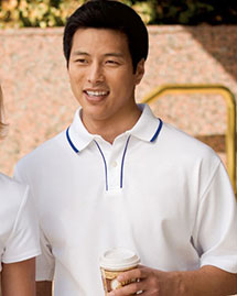 Port Authority Signature - Men's Big & Tall Rapid Dry Framed Placket Pique Polo Sport Shirt With Tipping Stripe.