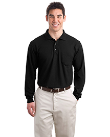 Port Authority Mens Silk Touch Long Sleeve Polo Sport Shirt with Pocket