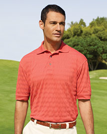  Men's Dry-Fiber Dynamics Pique Jacquard Textured Polo Sport Shirt With Uv Protection