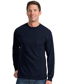 Port & Company Mens 100% Cotton Long Sleeve T Shirt with Pocket