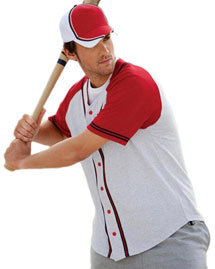 6.7 oz. Contrasting Raglan Sleeve Button-Front Baseball Jersey