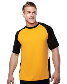 Mens 100% Polyester Knit Crew Neck Tee.
