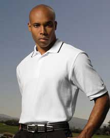  Men's Pique Knit Polo Sport Shirt With Tipped Trim