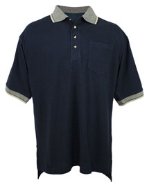 Big and Tall Mens  Pique Pocketed Polo Golf Shirt With Jacquard Trim