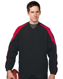 Men's 100% polyester  v-neck long sleeve wind shirt with water resistent.