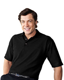 Tri-Mountain Mens Double Mercerized Rib Stripe Polo Golf Shirt