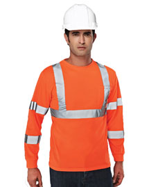 Men's 100% Polyester Safety LS Crewneck