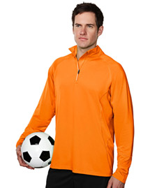 Men's 88% Polyester 12% Spandex Knit Quarter Zipper Jogging Pullover,
