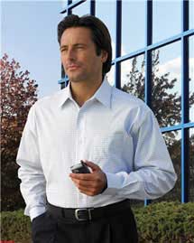 Tri-Mountain Mens Stretch Dress Shirt with Plaid Pattern