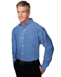 Tri-Mountain Mens Stain Resistant Long Sleeve Oxford Dress Shirt