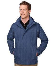 Men's 75% Nylon 25% Polyester Mini Plaid Rain Resistant Jacket.