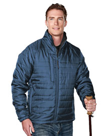 Men's 100% Polyester Rib- stop long sleeve quilt jacket with water resistent