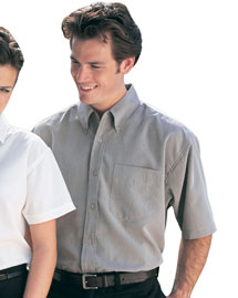 Tri-Mountain Mens Short Sleeve Dress Shirt with Mini Houndstooth Pattern