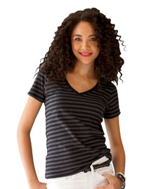 Ladies’ Striped V-Neck T-Shirt