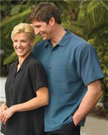 Tri-Mountain Mens Silk Camp Shirt with Box Jacquard Pattern