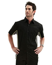 Men's Cotton/Poly 60/40 TMR SS Woven Shirt, w/ Knitted Side Panel
