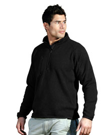 Mens 100% Polyester 1/4 Zip Sweater Knit LS Fleece Shirt.