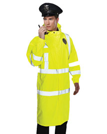 Men's 100% Polyester Safety Raincoat w/ Hood.