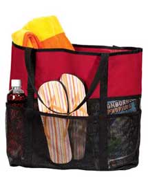  Mesh Beach Bag with Contrast Trim