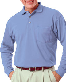Blue Generation Mens Long Sleeve Superblend Pique with Pocket