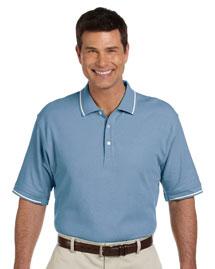 Mens Pima Pique Short Sleeve Tipped Polo
