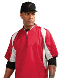 Mens 100% Polyester S/S 1/4 Zip Baseball Warmup Shirt