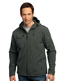 Port Authority Mens Textured Hooded Soft Shell Jacket