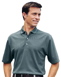 Mens Ottoman Rib Polo Sport Shirt with Hemmed Sleeves
