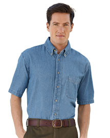 Harriton Mens 65 Oz Short Sleeve Denim Shirt