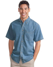  Men's Short Sleeve Denim Shirt