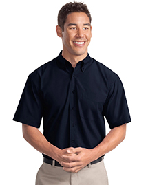 Mens Short Sleeve Easy Care Soil Resistant Dress Shirt
