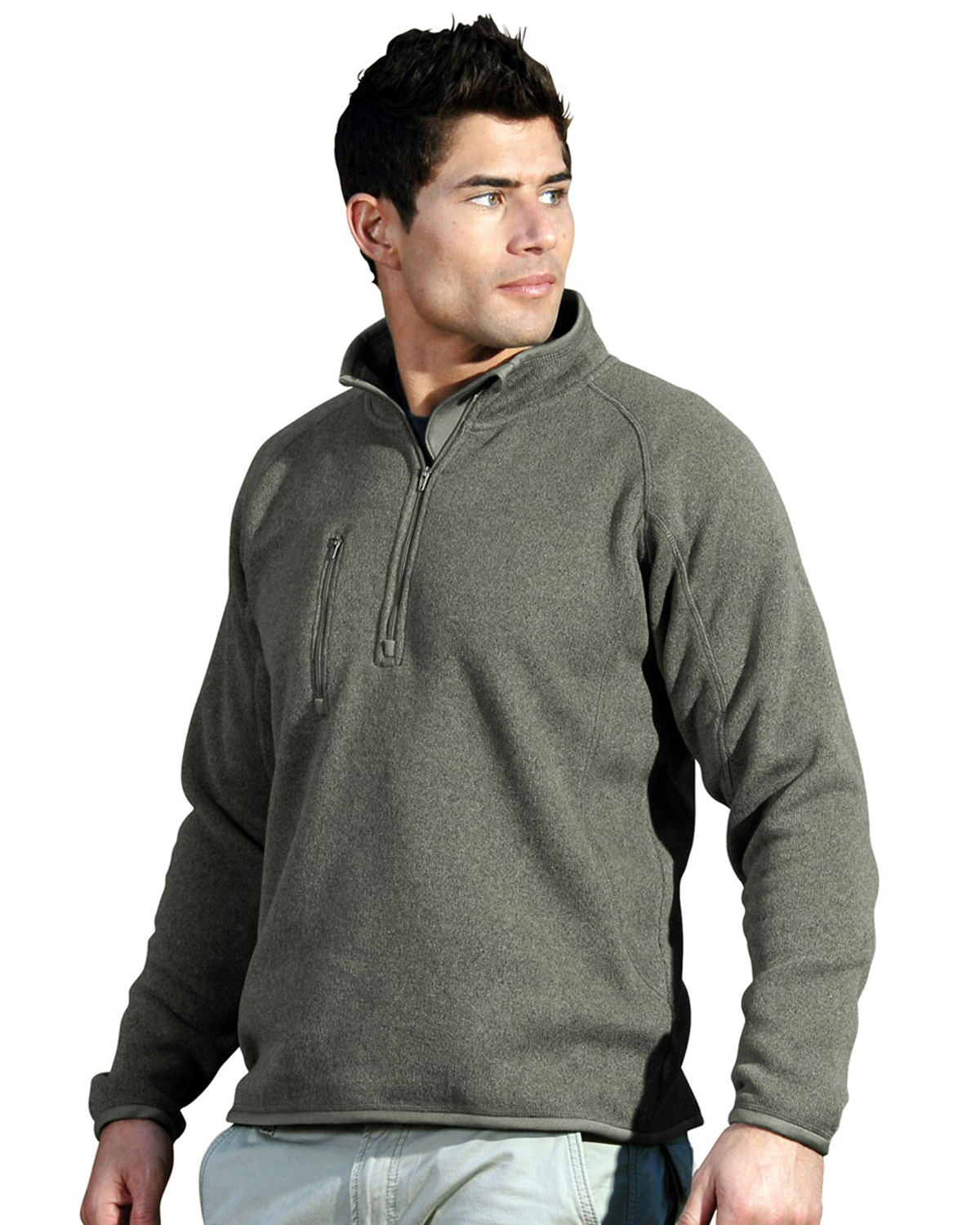 Tri-Mountain 100% Polyester 1/4 Zip Sweater Knit LS Fleece Shirt at Big ...
